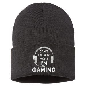 Funny Gamer Can't Hear You I'm Gaming Teens Boy Girl Sustainable Knit Beanie