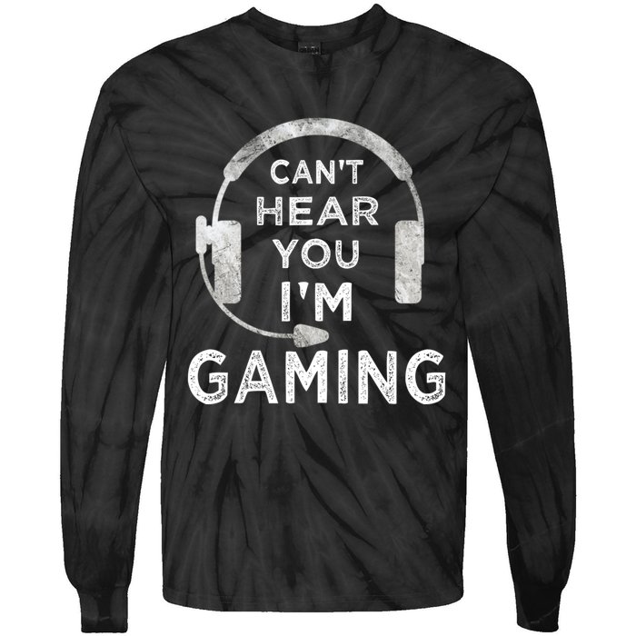 Funny Gamer Can't Hear You I'm Gaming Teens Boy Girl Tie-Dye Long Sleeve Shirt