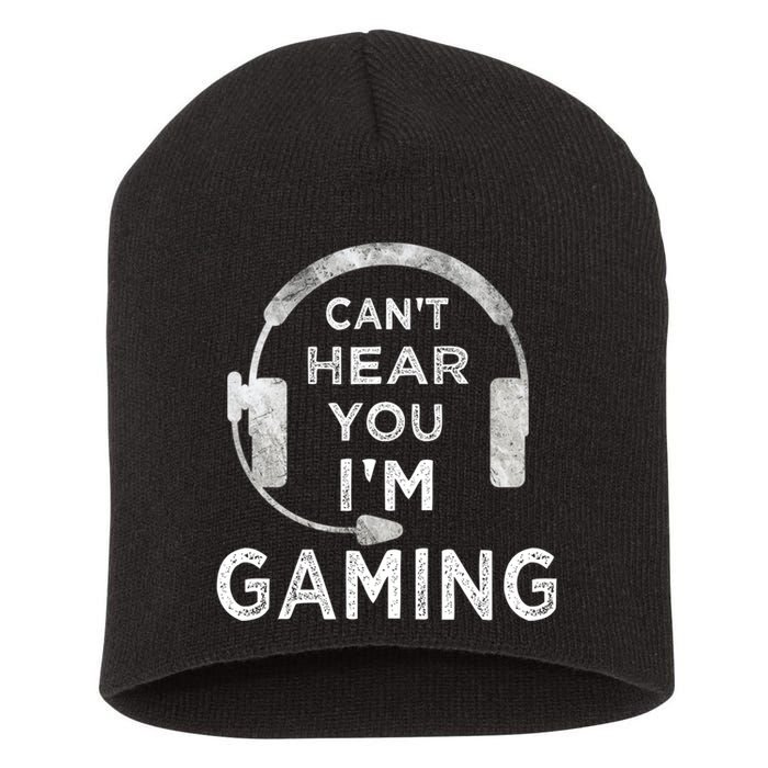 Funny Gamer Can't Hear You I'm Gaming Teens Boy Girl Short Acrylic Beanie