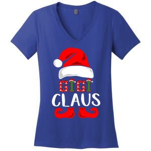 Funny Gigi Claus Gift Christmas Famiy Matching Pajamas Gift Women's V-Neck T-Shirt