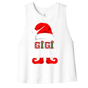 Funny Gigi Claus Gift Christmas Famiy Matching Pajamas Gift Women's Racerback Cropped Tank