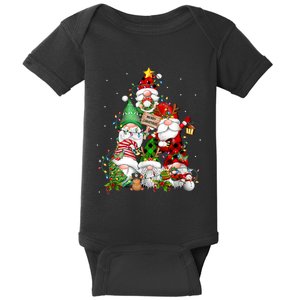 Funny Gnomies Christmas Tree Lights Cute Gnome Merry Xmas Pj Baby Bodysuit