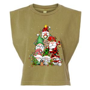 Funny Gnomies Christmas Tree Lights Cute Gnome Merry Xmas Pj Garment-Dyed Women's Muscle Tee