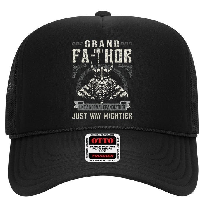 Fathor GrandFathor Celtic Knots Viking Father's Day Grandpa High Crown Mesh Back Trucker Hat