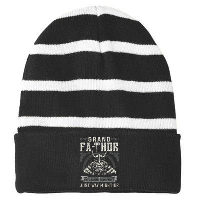 Fathor GrandFathor Celtic Knots Viking Father's Day Grandpa Striped Beanie with Solid Band