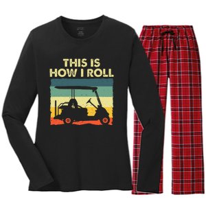 Funny Golf Cart Design For Women Golfer Golf Lover Women's Long Sleeve Flannel Pajama Set 