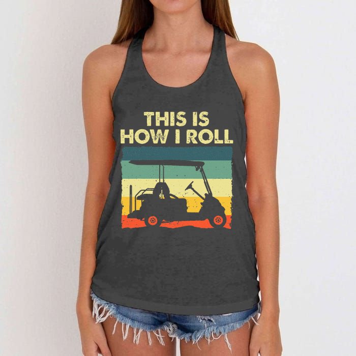 Funny Golf Cart Design For Women Golfer Golf Lover Women's Knotted Racerback Tank