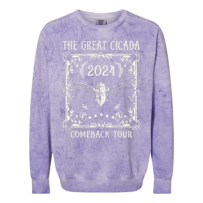 Funny Great Cicada Comeback 2024 Insect Invasion Colorblast Crewneck Sweatshirt