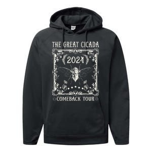 Funny Great Cicada Comeback 2024 Insect Invasion Performance Fleece Hoodie