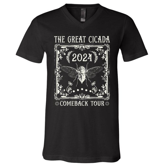 Funny Great Cicada Comeback 2024 Insect Invasion V-Neck T-Shirt