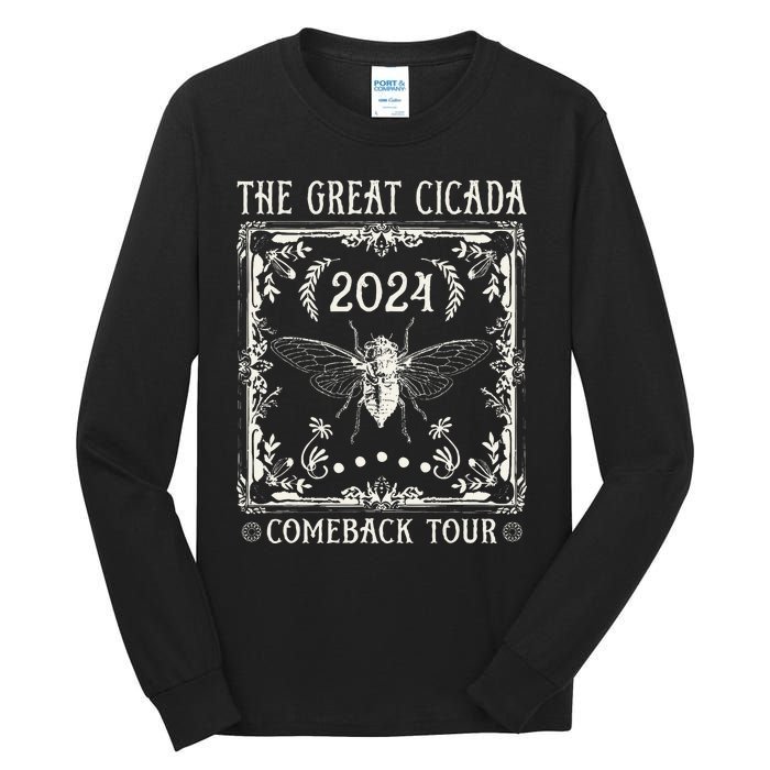 Funny Great Cicada Comeback 2024 Insect Invasion Tall Long Sleeve T-Shirt