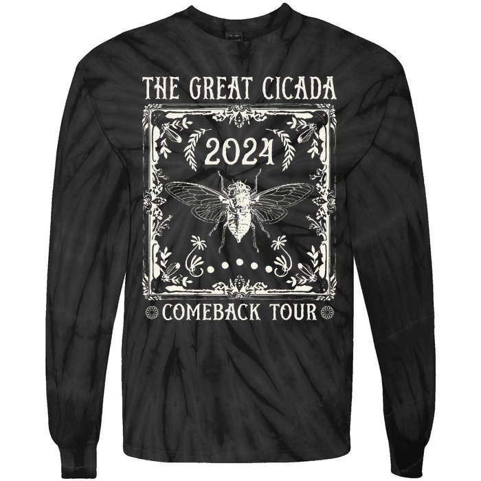 Funny Great Cicada Comeback 2024 Insect Invasion Tie-Dye Long Sleeve Shirt