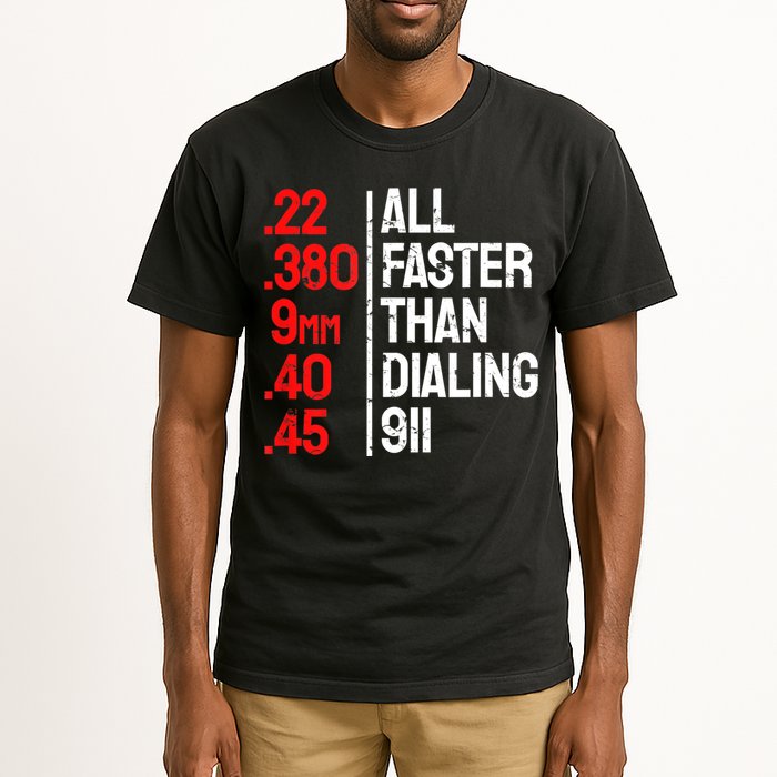 Funny Gun Caliber All Faster Than Dialing 911 Guns Tall T-Shirt