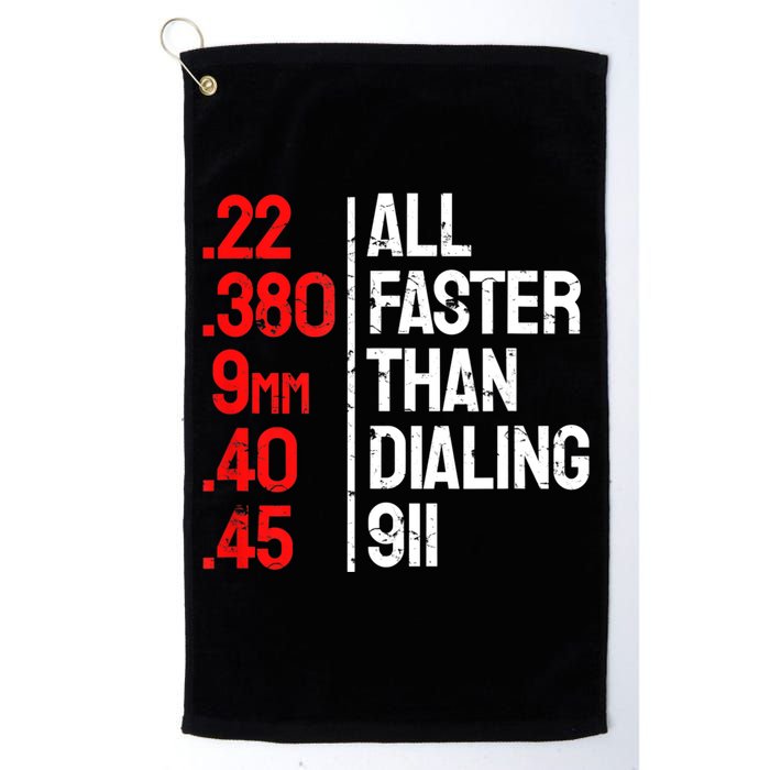 Funny Gun Caliber All Faster Than Dialing 911 Guns Golf Towel