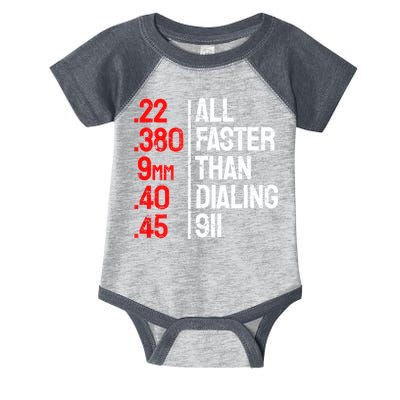 Funny Gun Caliber All Faster Than Dialing 911 Guns Infant Baby Jersey Bodysuit