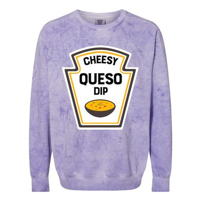 Funny Group Condiments Halloween Costume Cheesy Queso Dip Colorblast Crewneck Sweatshirt