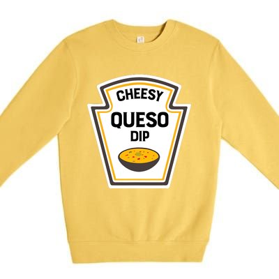 Funny Group Condiments Halloween Costume Cheesy Queso Dip Premium Crewneck Sweatshirt