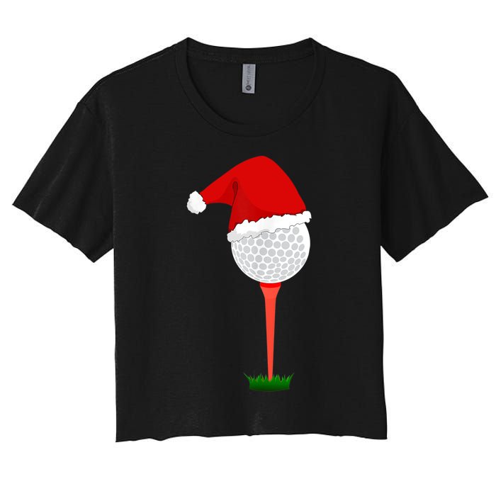 Funny Golfing Christmas Tee Holiday Golf Ball TShirt Women's Crop Top Tee