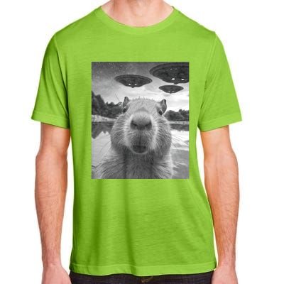 Funny Graphic Capybara Selfie With Ufos Weird Adult ChromaSoft Performance T-Shirt