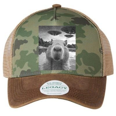 Funny Graphic Capybara Selfie With Ufos Weird Legacy Tie Dye Trucker Hat