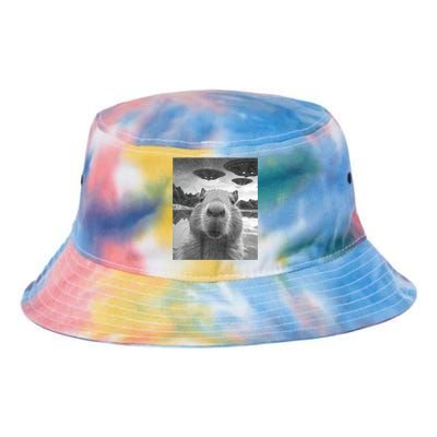 Funny Graphic Capybara Selfie With Ufos Weird Tie Dye Newport Bucket Hat