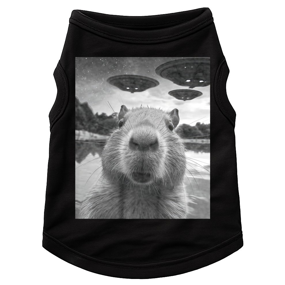 Funny Graphic Capybara Selfie With Ufos Weird Doggie Tank