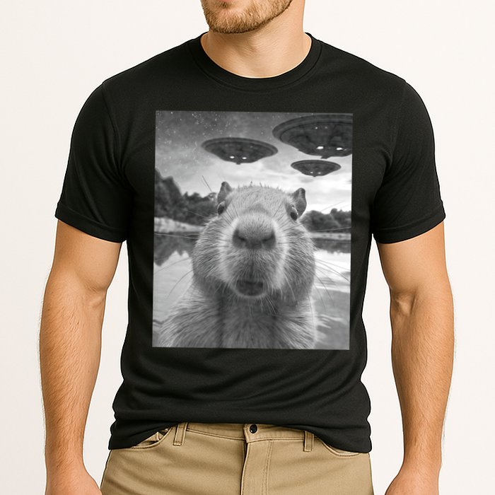 Funny Graphic Capybara Selfie With Ufos Weird Performance Shirt