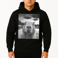Funny Graphic Capybara Selfie With Ufos Weird Hoodie