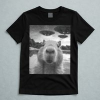 Funny Graphic Capybara Selfie With Ufos Weird T-Shirt