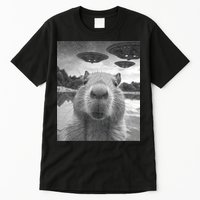Funny Graphic Capybara Selfie With Ufos Weird Tall T-Shirt