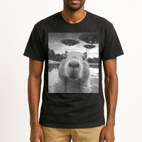 Funny Graphic Capybara Selfie With Ufos Weird Tall T-Shirt