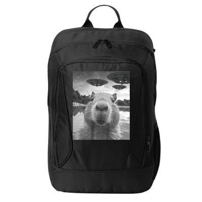 Funny Graphic Capybara Selfie With Ufos Weird City Backpack