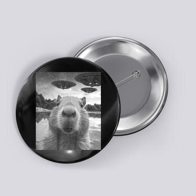 Funny Graphic Capybara Selfie With Ufos Weird Button