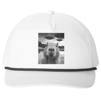 Funny Graphic Capybara Selfie With Ufos Weird Snapback Five-Panel Rope Hat