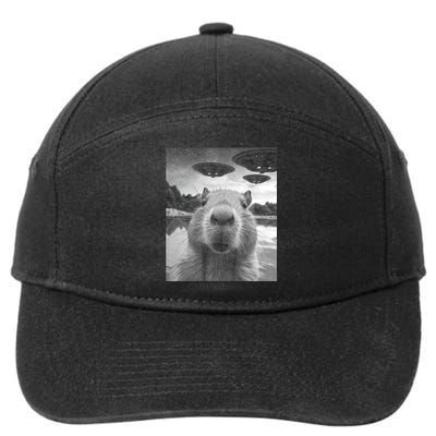 Funny Graphic Capybara Selfie With Ufos Weird 7-Panel Snapback Hat