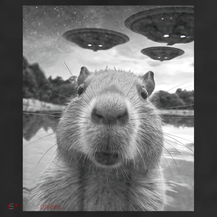 Funny Graphic Capybara Selfie With Ufos Weird Adult Drive Performance Visor