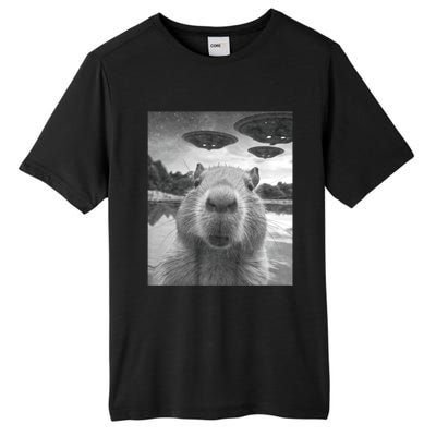 Funny Graphic Capybara Selfie With Ufos Weird Tall Fusion ChromaSoft Performance T-Shirt