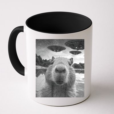 Funny Graphic Capybara Selfie With Ufos Weird Mug