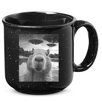 Funny Graphic Capybara Selfie With Ufos Weird 15oz Campfire Ceramic Mug