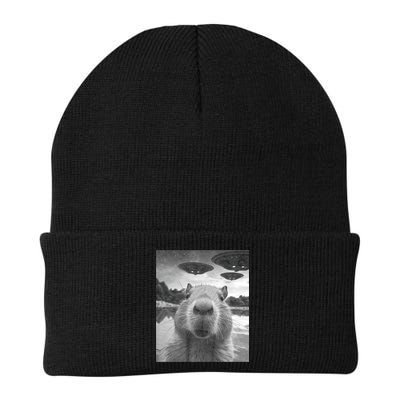 Funny Graphic Capybara Selfie With Ufos Weird Beanie