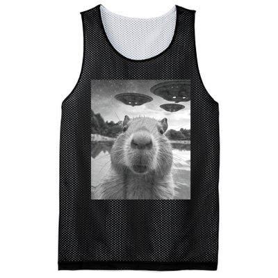 Funny Graphic Capybara Selfie With Ufos Weird Mesh Reversible Basketball Jersey Tank