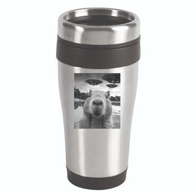 Funny Graphic Capybara Selfie With Ufos Weird 16oz Travel Tumbler