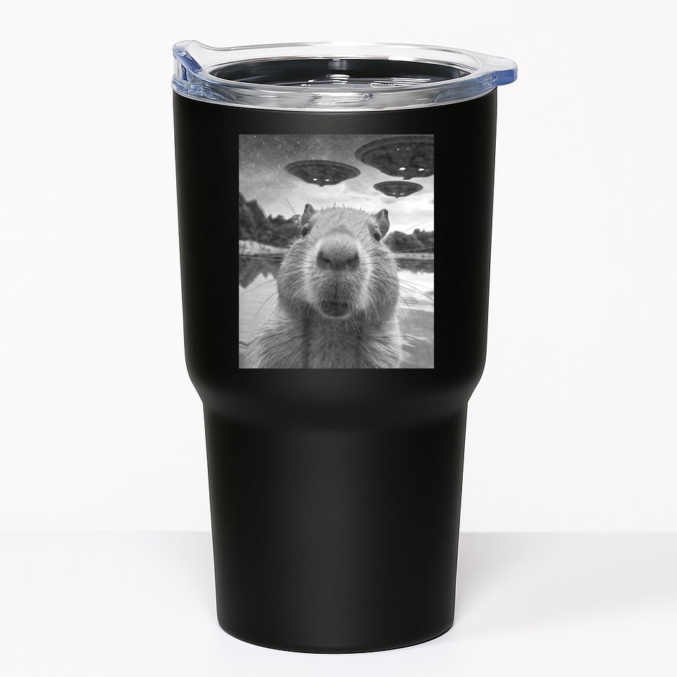 Funny Graphic Capybara Selfie With Ufos Weird Tumbler
