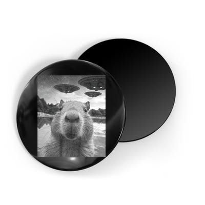 Funny Graphic Capybara Selfie With Ufos Weird Magnet