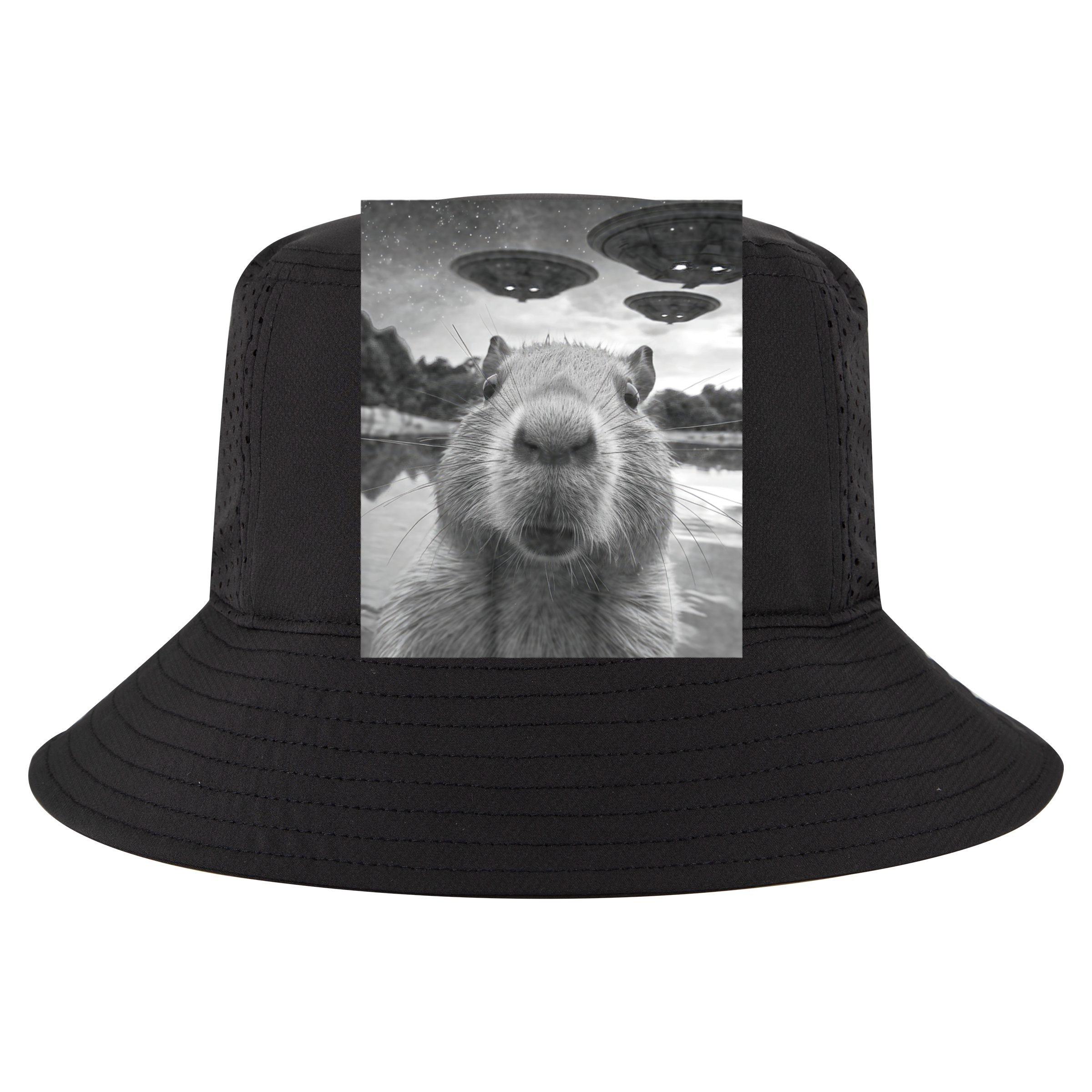 Funny Graphic Capybara Selfie With Ufos Weird Cooling Performance Long Sleeve Crew