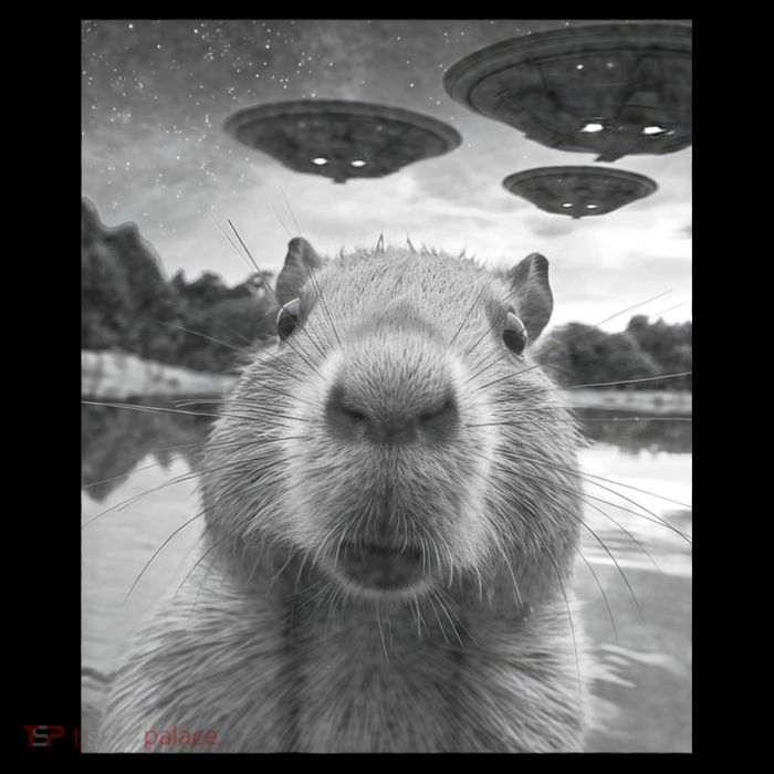 Funny Graphic Capybara Selfie With Ufos Weird Baby Bodysuit