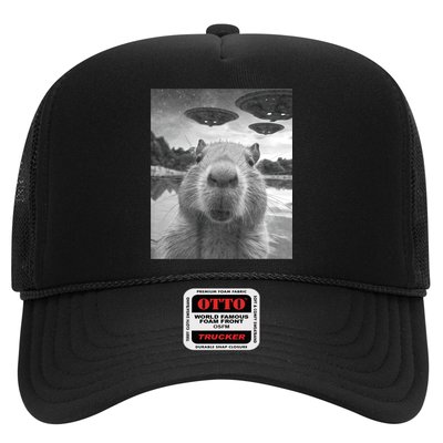 Funny Graphic Capybara Selfie With Ufos Weird Trucker Hat
