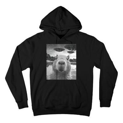 Funny Graphic Capybara Selfie With Ufos Weird Tall Hoodie