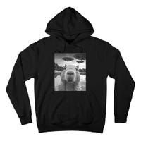 Funny Graphic Capybara Selfie With Ufos Weird Tall Hoodie