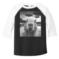 Funny Graphic Capybara Selfie With Ufos Weird Toddler Fine Jersey T-Shirt